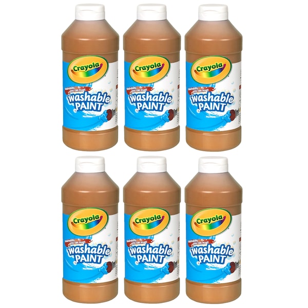 Washable Paint, Brown, 16 oz. Bottles, PK6